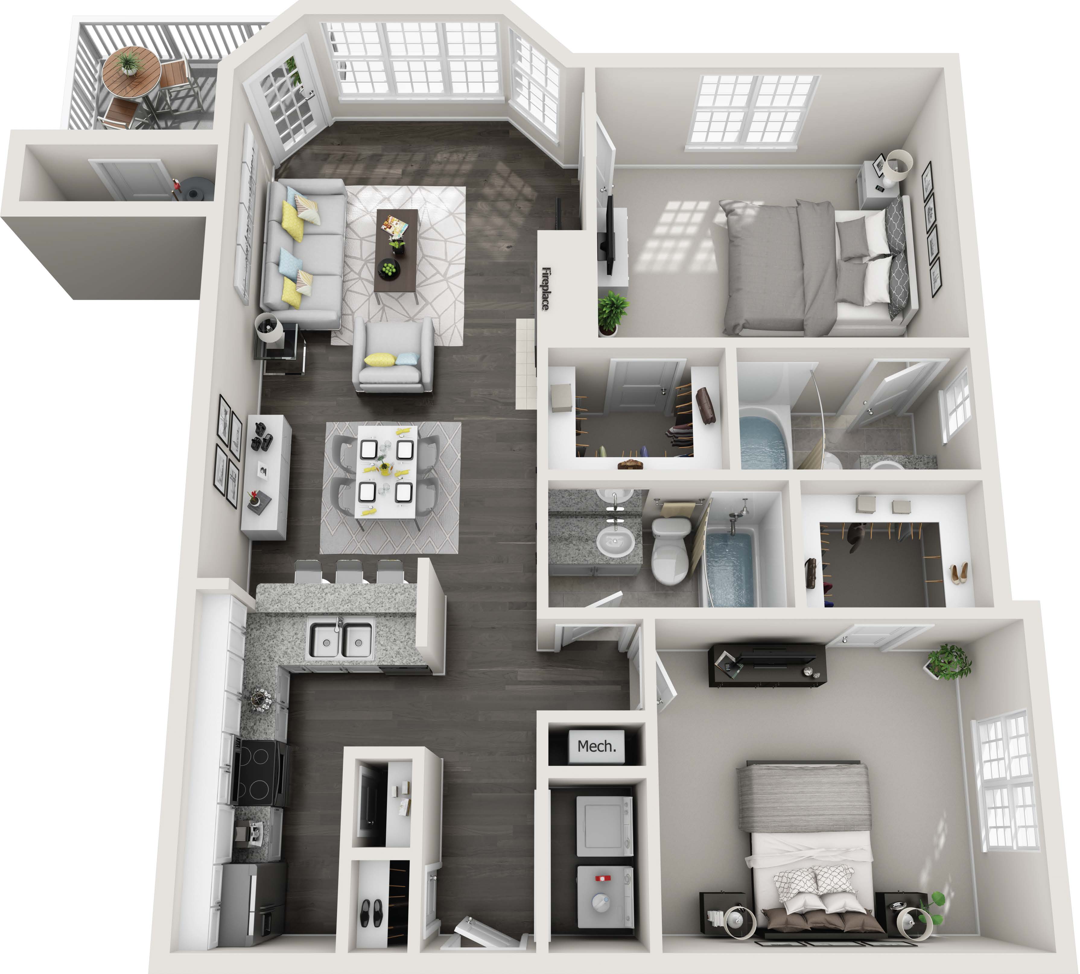 Floor plan layout diagram for 2A